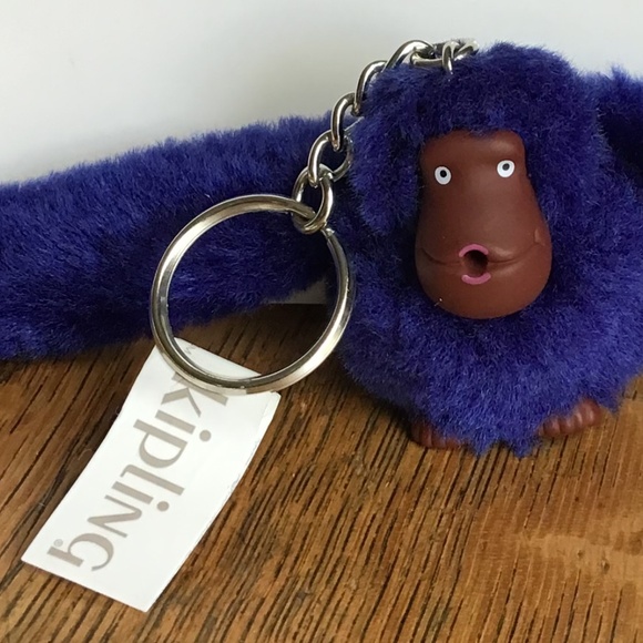 NEW Kipling Gorilla Key Chain Ring Blue Roland Handbag Purse Charm - Picture 4 of 8